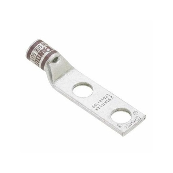 Two-Hole Compression Lug, 2/0 AWG Max, Standard Barrel, Copper, Black